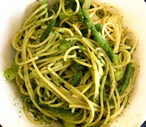 Fusilli with Pesto, Green Beans and Potato - Pasta alla genovese